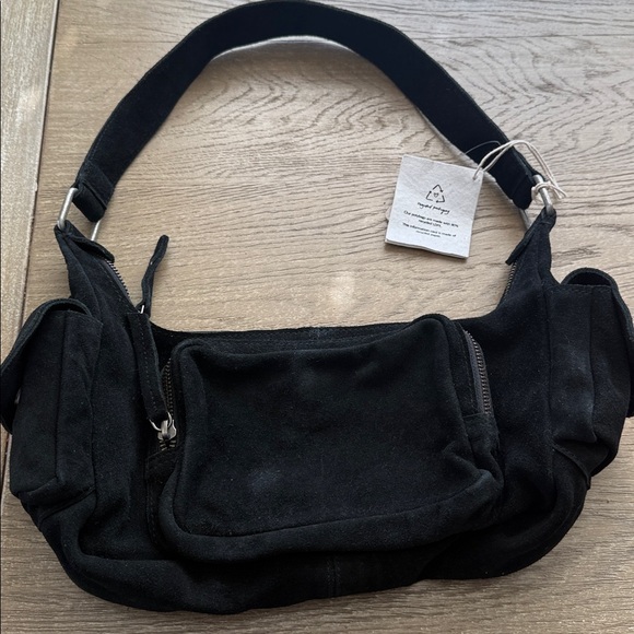 NEW NWT Free People Siren genuine leather suede black Bag - Picture 8 of 10